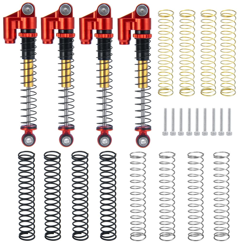 TEMU Cnc Aluminum 48mm Built-in Threaded Shock Absorbers For Axial Scx24 1/24 Rc Crawler Car Upgrades (red+black)