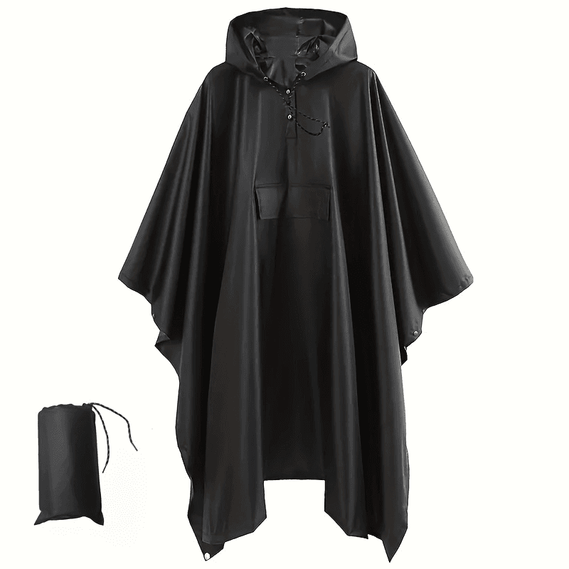 TEMU 1pc Waterproof Full Body Coverage Rain Coat Poncho - Unisex Stylish Rainwear Jacket With Handy Pocket For , Riding, Camping, And Travel - Windproof And Breathable Design