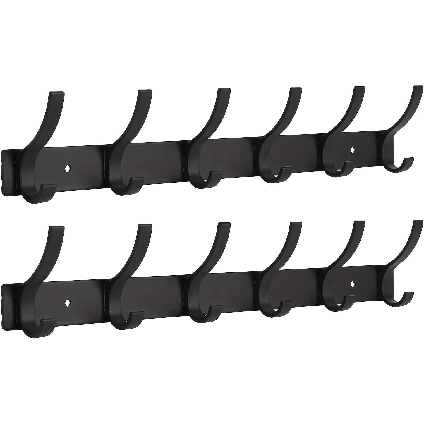 TEMU Aluminum Wall Mount Coat Hooks- 2 Pack, Rust Resistant Multi-hook Rack For Coats, Hats, And More