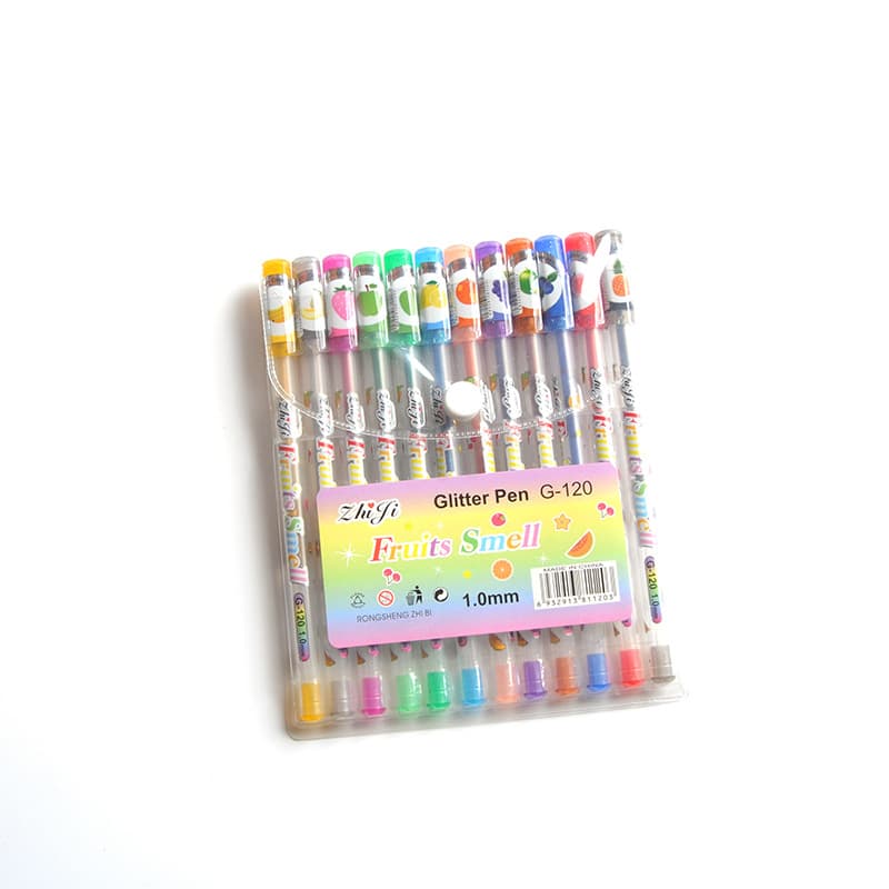TEMU 12pcs Glitter Pens - Fine Writing Plastic Pens, Featherless, Multicolor, Fruity Scented, Smooth Writing, Great For Journaling, Perfect For School And Office Supplies