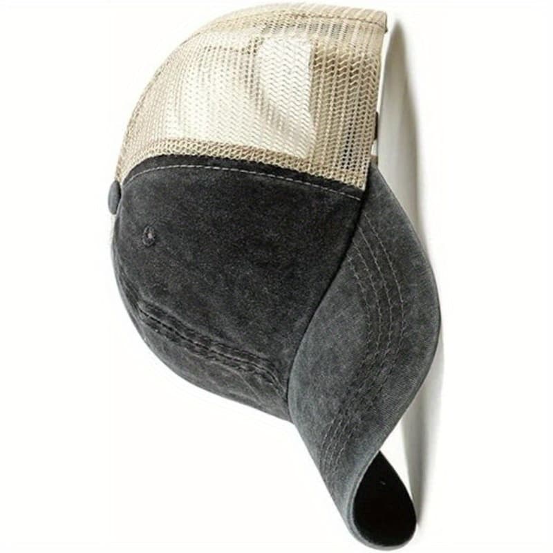 TEMU Unisex Adjustable Mesh , Vintage Washed Trucker Hat, Breathable Sun Hat