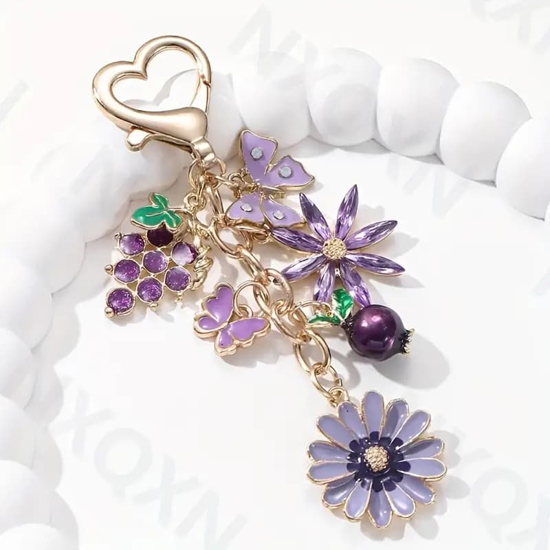 TEMU 1 Flower Pomegranate Keychain Sweet Romantic Gentle Lovely Style Car Bag Pendant Gift For Relatives Souvenir Gift