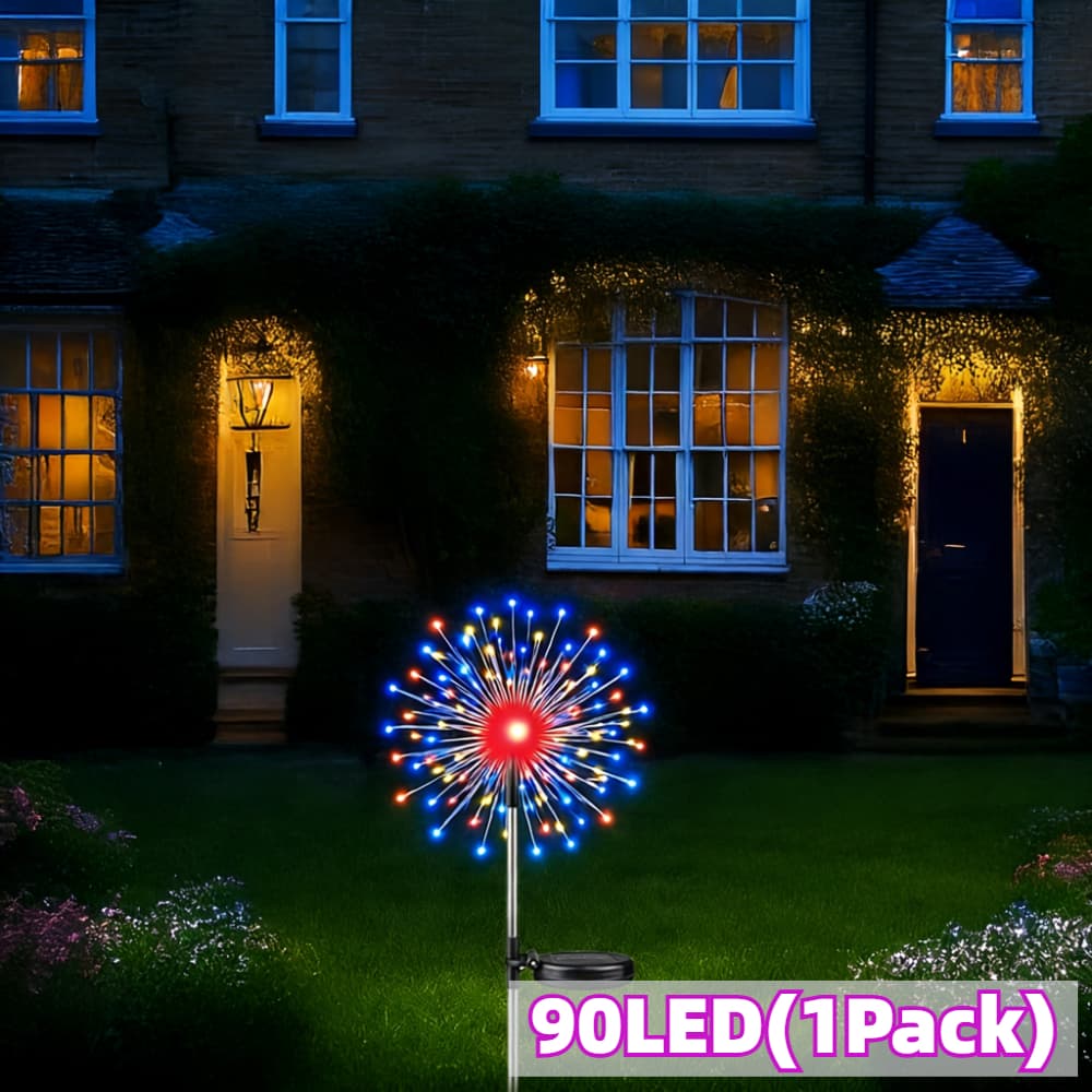 TEMU 1 To 8 Outdoor Solar 510-90 Led Fireworks Lights, Rated As Decorative Landscape Lights, With 8 Flashing , Suitable For Gardens, , Cafes, , Activities, Camping, And Valentine's Day Decorations