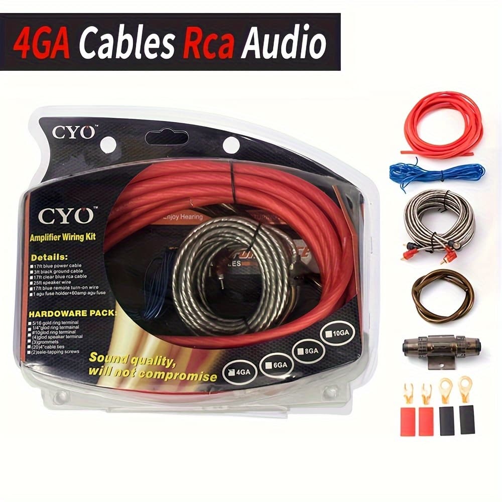TEMU 6pcs 4-gauge Amplifier Wiring Kit, Car Audio Rca Cable Amplifier Wiring Kit, Amplifier Kit With Amplifier Installation Wiring, True Gauge And Wires