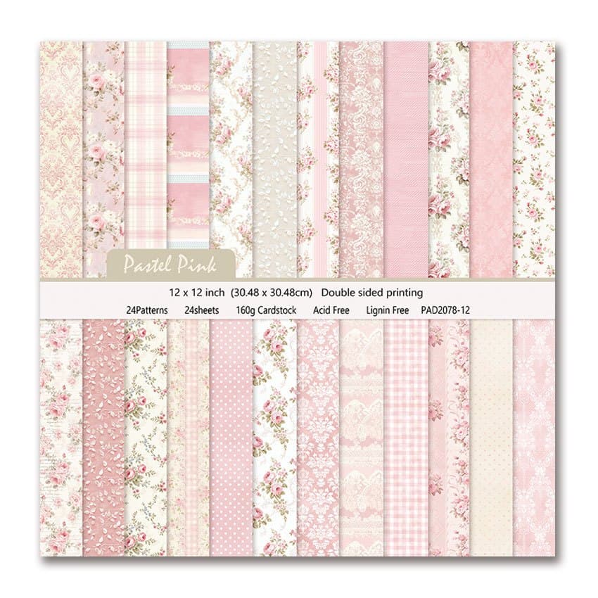 TEMU 24pcs Floral Striped Paper, Double-sided Retro Pattern Cardstock For Diy Crafts, Photo Albums, Journal Decor, Gift Wrapping, 12x12 Inches, Scrapbooking Supplies
