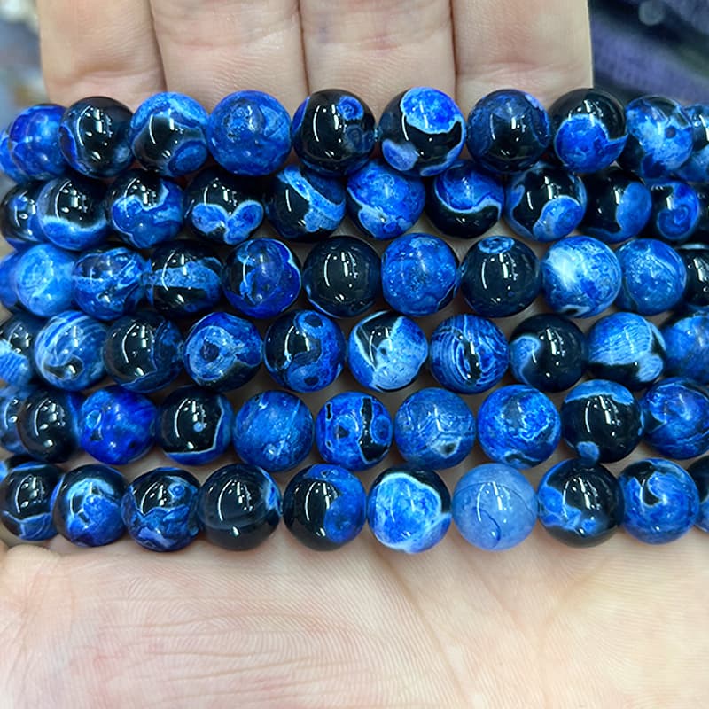 TEMU Natural Stone Dark Agates Gemstone Beads For Jewelry Making Women's Earrings Additions 15" Wholesales 6/8/10mm