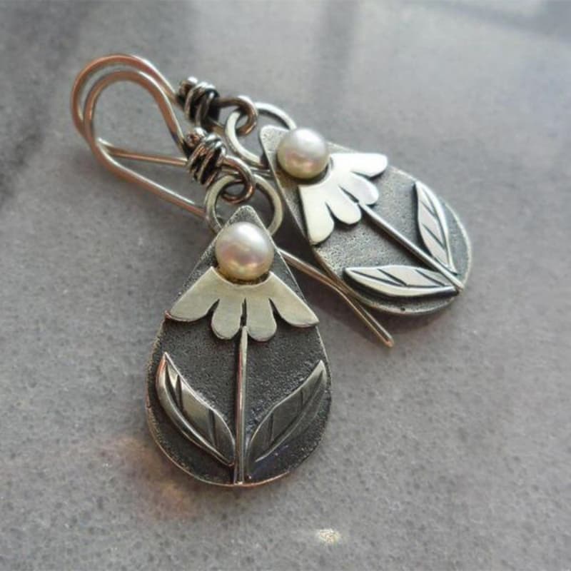 TEMU 1 Pair Bohemian Vintage Floral & Drop Dangle Earrings Suitable For Women, K Plated Jewelry, Birthstone For Casual Attire, Parties, Weddings, Festivals