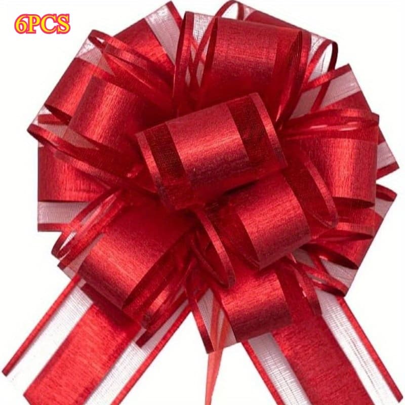 TEMU Set Of 6 Large Decorative Bows, Ideal For Wrapping Gifts, Measuring 6 Inches, Suitable For Baskets And Wedding Decor, Perfect For Holiday And Birthday Presents, Bows For Gift Wrapping
