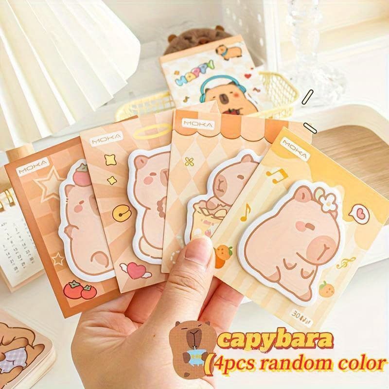 TEMU 4pcs/set Cute Capybara Notepad, Random Color, High-value Stationery , 1 Book Of , Sticky Notes, Self-adhesive Notes, Memo, Reminder, Daily Study And Office Supplies