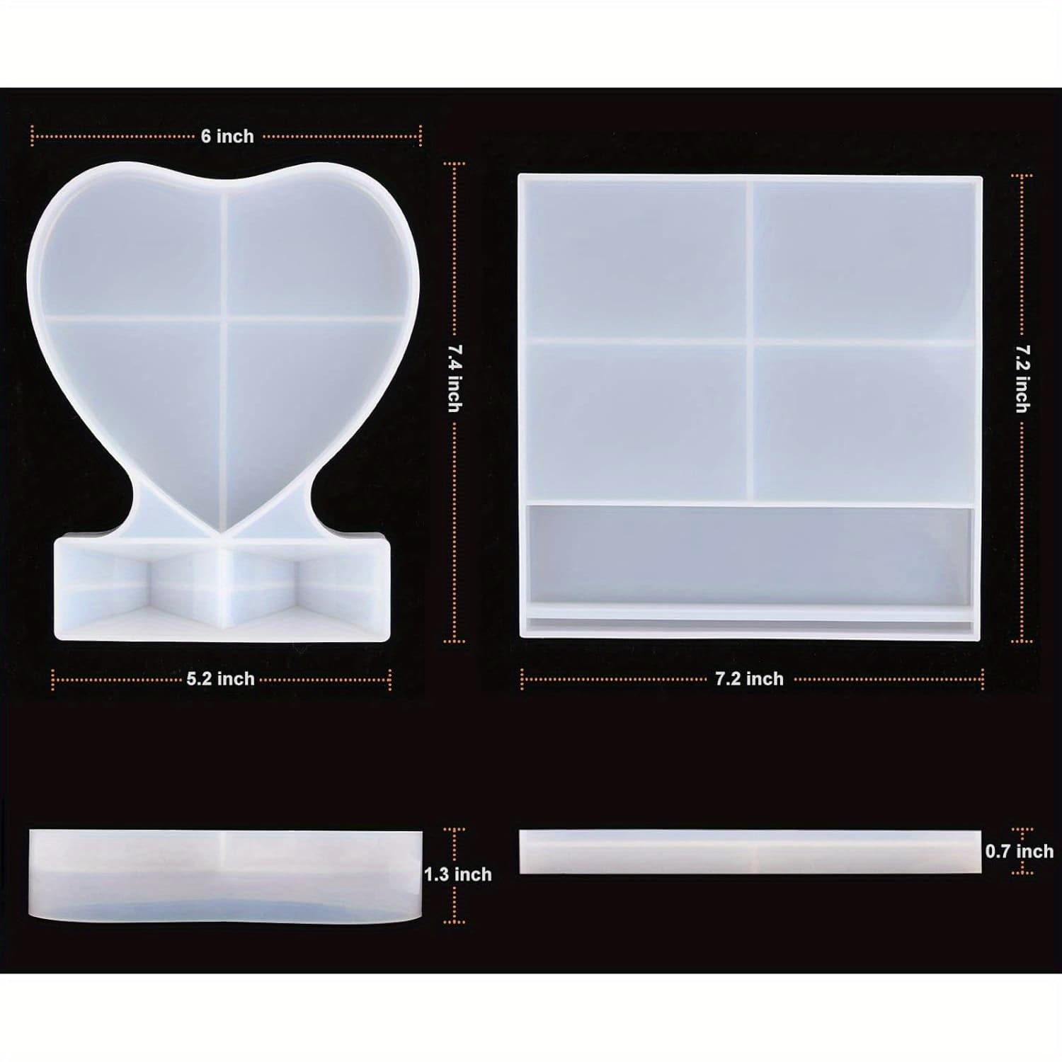 TEMU Silicone Molds For Epoxy, Including Large Rectangular And Heart-shaped Frames, Perfect For Home Table Decoration