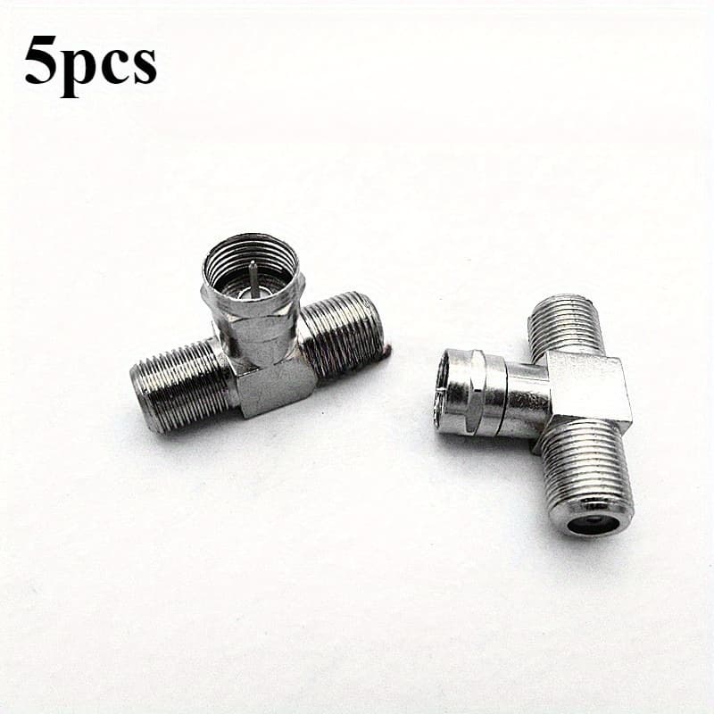 TEMU Coaxial Cable Distributor, Cable Tv F Tee Head 1 Rotary 2 Female, Out Adapter, For Tv, Vcr, Antenna And Satellite