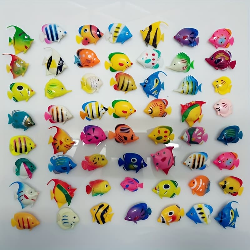 TEMU 7pcs Floating Fish Tank Decor- Realistic Plastic Ornaments(suitable For Aquariums& Bathrooms) Random Color