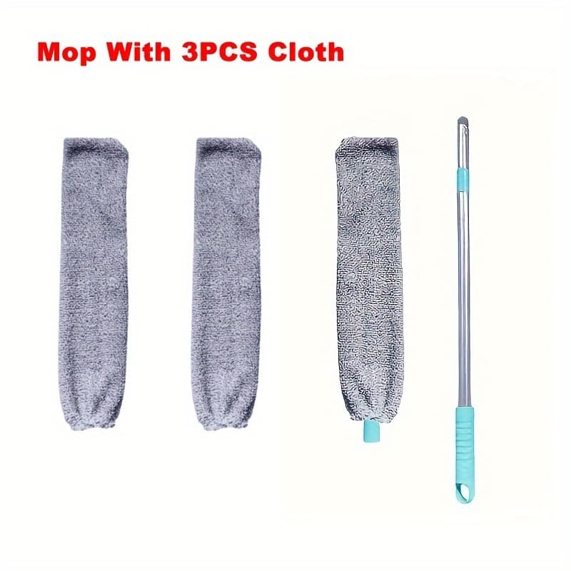 TEMU 3pcs Household Dust Cleaning Kit - Feather Duster, Brush & Replacement Cloths - Cleaning Tools For Furniture, Sofa Bottom, Corners, Shelves & Hard-to-reach Areas