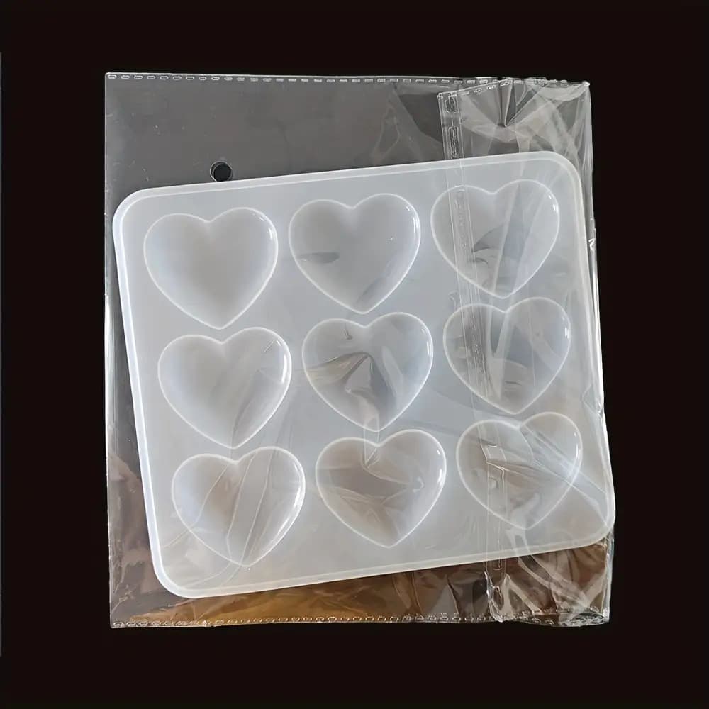 TEMU 9 Cavity Heart Silicone Resin Mold, Suitable For , Pendants, And Handicrafts