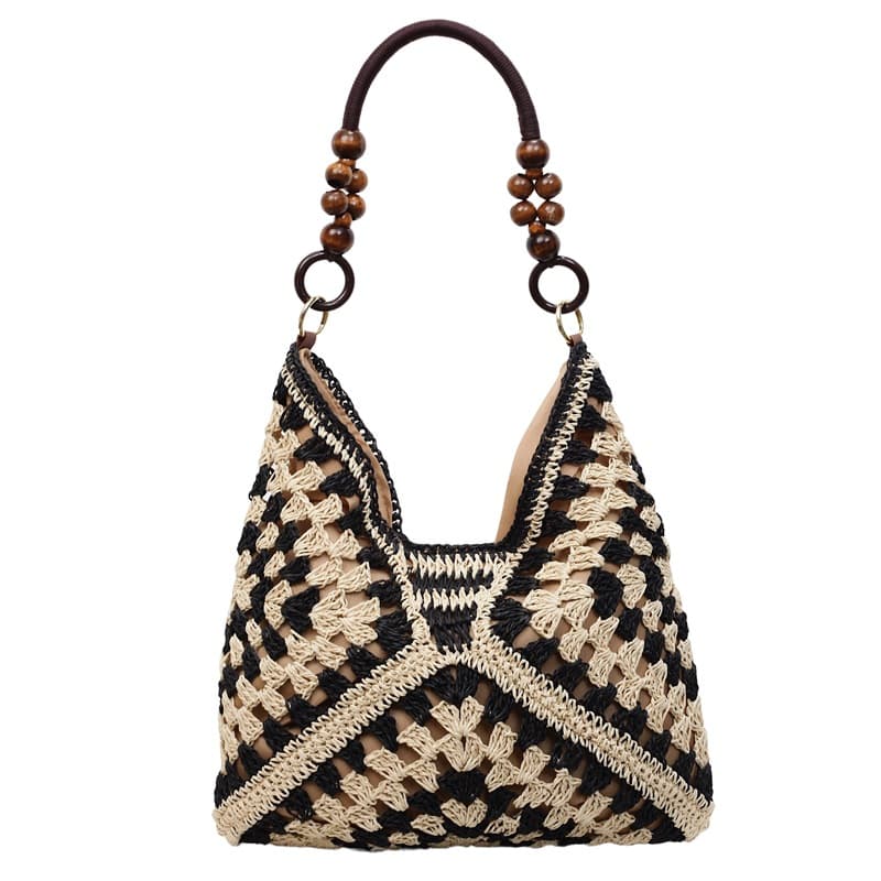 TEMU Lazy Wind Woven Bag, Grass-braid Large Capacity Women's Boho Beach Vacation Sandbag