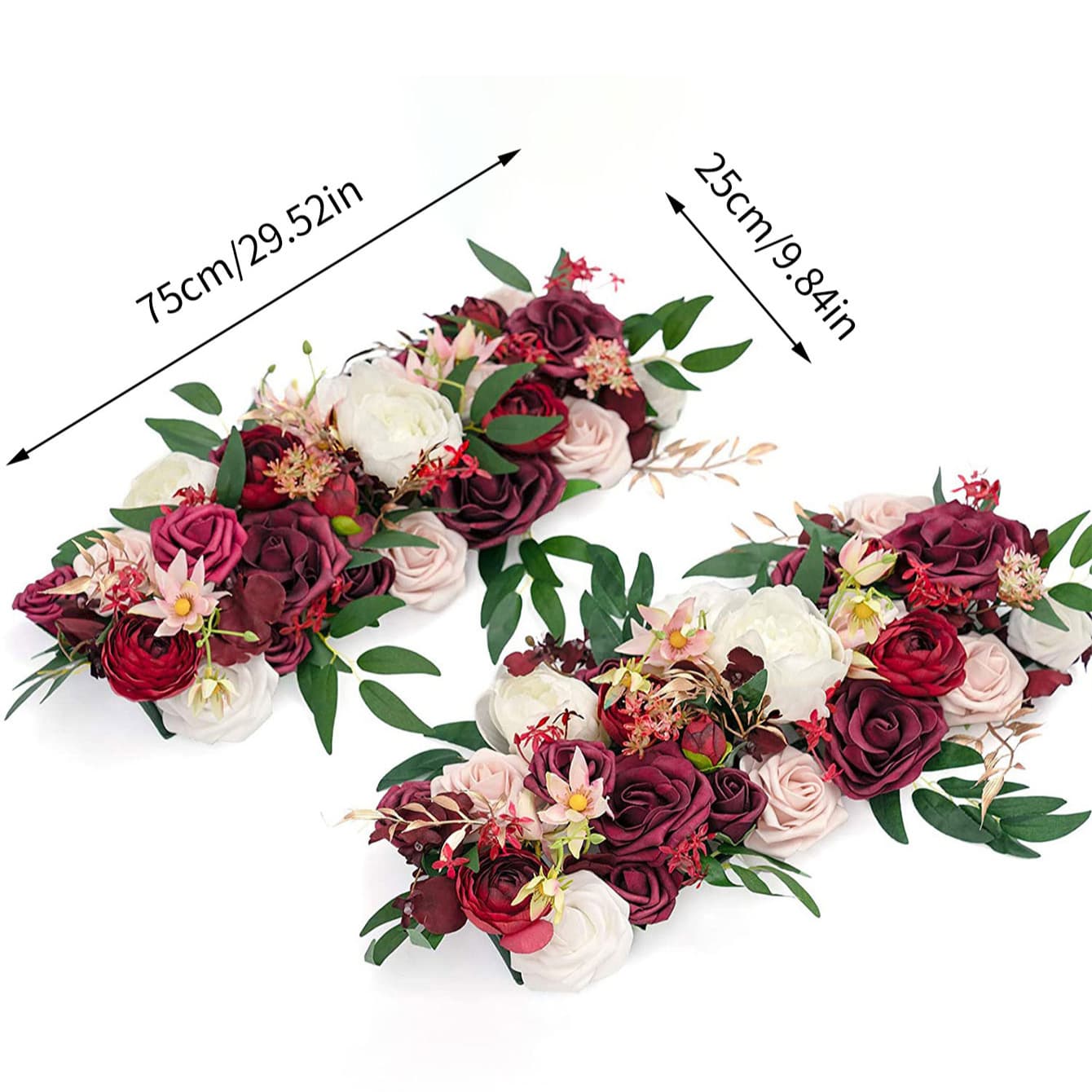 TEMU Pack Of 2 Artificial Flowers Decorations, Welcome Sign Flower Backdrop Garland For Ceremony Reception Wall Easel Home Decoration Entryway Faux Outdoor Board Head Party Table Decor