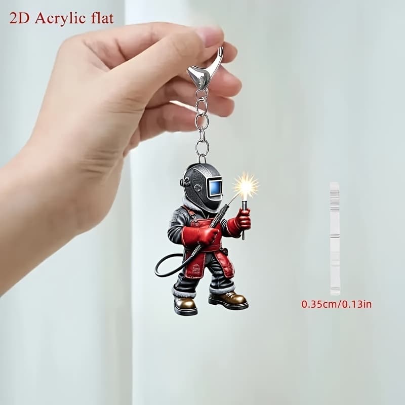 TEMU 2d Flat - 2d Plane Interesting Welding Pattern Acrylic Keychain, Suitable For Backpack And Car Key Decoration, Holiday Party Decoration, Ideal Holiday Gift