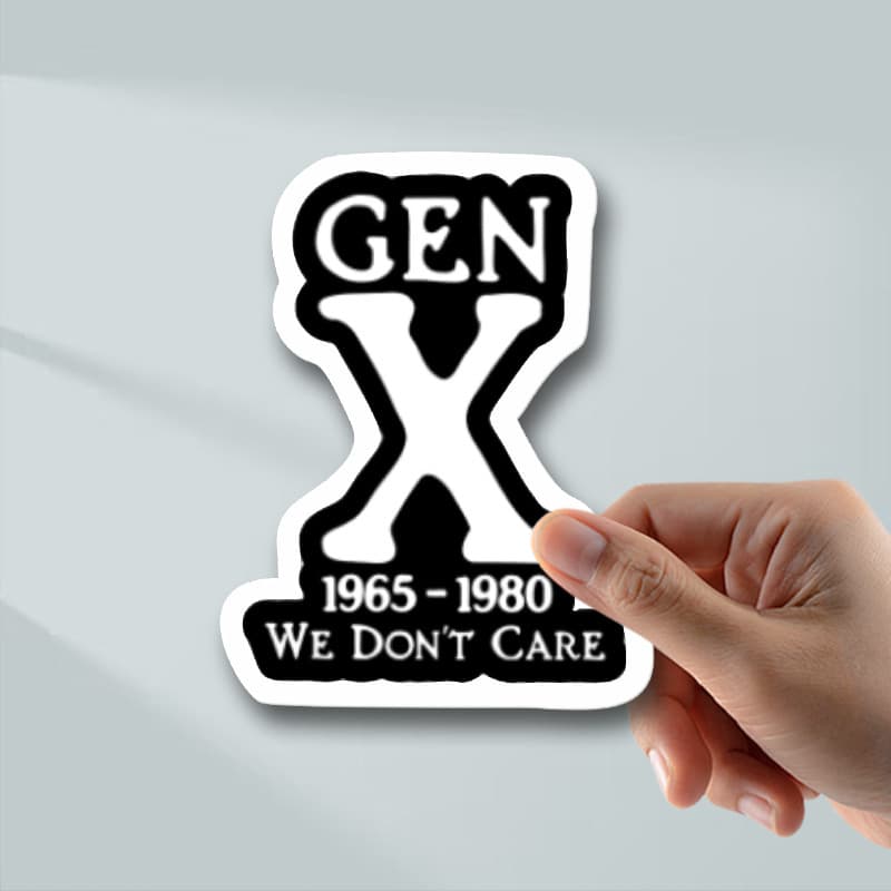 TEMU 1965-1980 Birth Year Vinyl Sticker - 'x' Symbol & "we Don't Care" Slogan - Decal Suitable For Cars, Laptops, Water Bottles - Durable Matte For Wood, Plastic, Glass, Metal