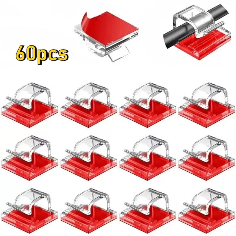TEMU 60pcs Festival Light Clips, Hooks For Outdoor String Lights Clips, Adhesive Hooks, Sticky Wire Holder For Hanging Christmas Lights, Wall Cable, Fairy Lights (clear, Small)