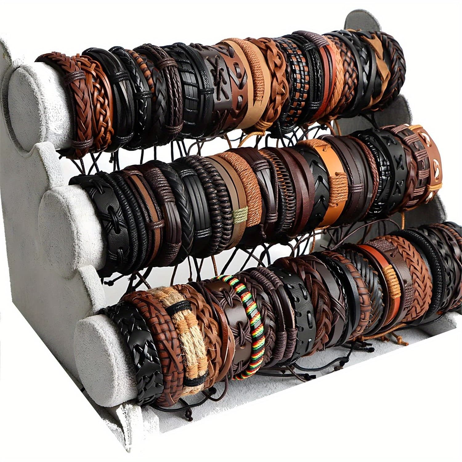TEMU Random Shipment 26pcs Vintage Adjustable Faux Leather Bracelet, Diy Braided Faux Leather Bracelet, Mixed Gender Style, Cuff Bracelet, Party Gift