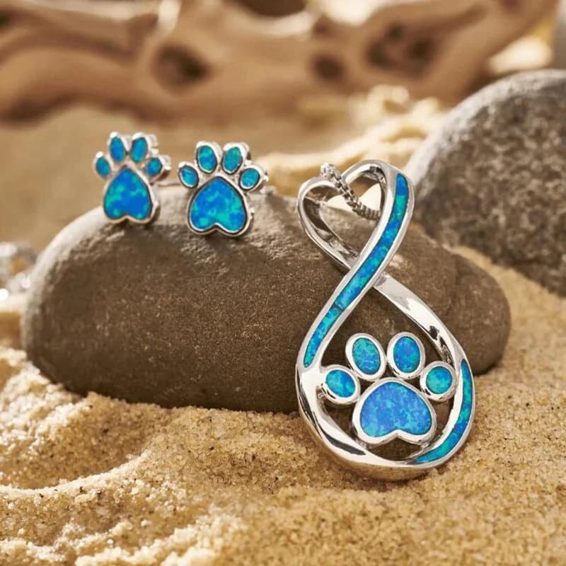 TEMU Exquisite And Elegant Dog Paw Earring Pendant Necklace As A Birthday Gift, Anniversary Gift, Holiday Party Jewelry