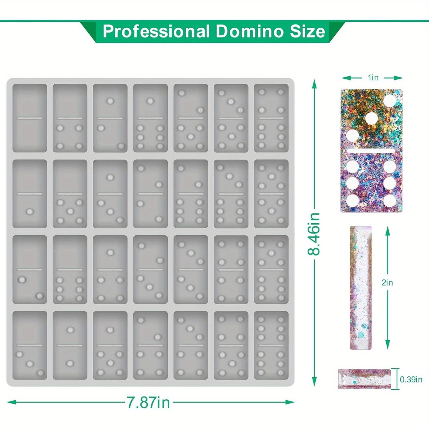 TEMU Premium Silicone Domino Molds For Resin Casting - Jumbo Size, Shiny & Scratch-free, Durable Rectangular Mold For Diy Board Games, Coasters, And Crafts, Glittery & , Silicone Resin Molds