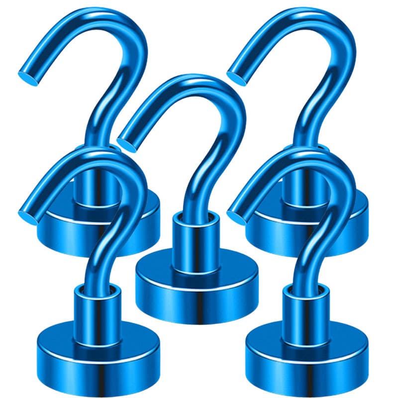 TEMU Magnetic Utility Hooks, 35lbs Heavy-duty Magnetic Hooks, -plated, Suitable For Kitchen, Garage, Cruise Ship, Workplace, And Office, 5 Packs Of Colored Magnetic Hooks