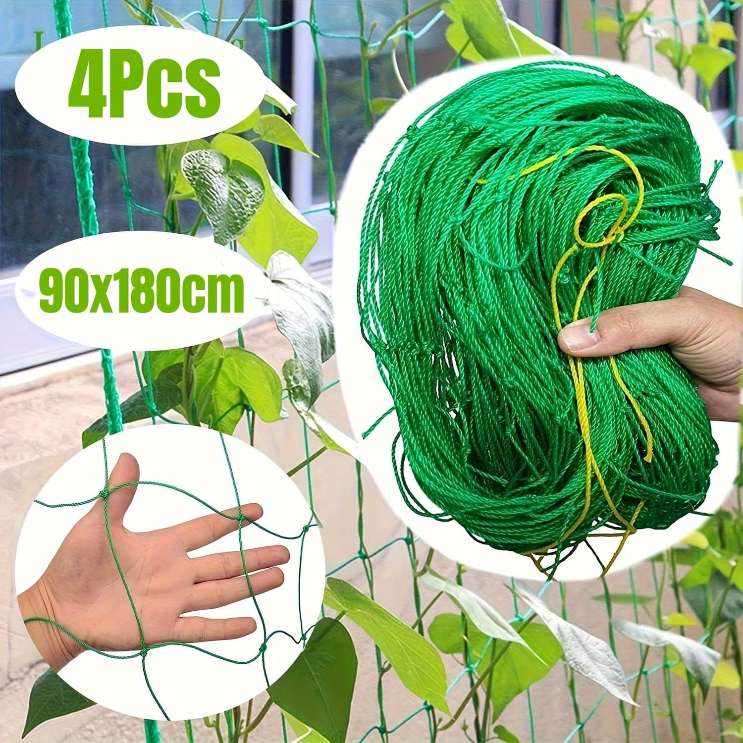 TEMU 4pcs 90x180cm Heavy-duty Garden Trellis Netting For Climbing Plants, Flexible Frame For Vines, , Tomatoes & Grapes, , Trellis For Climbing Plants