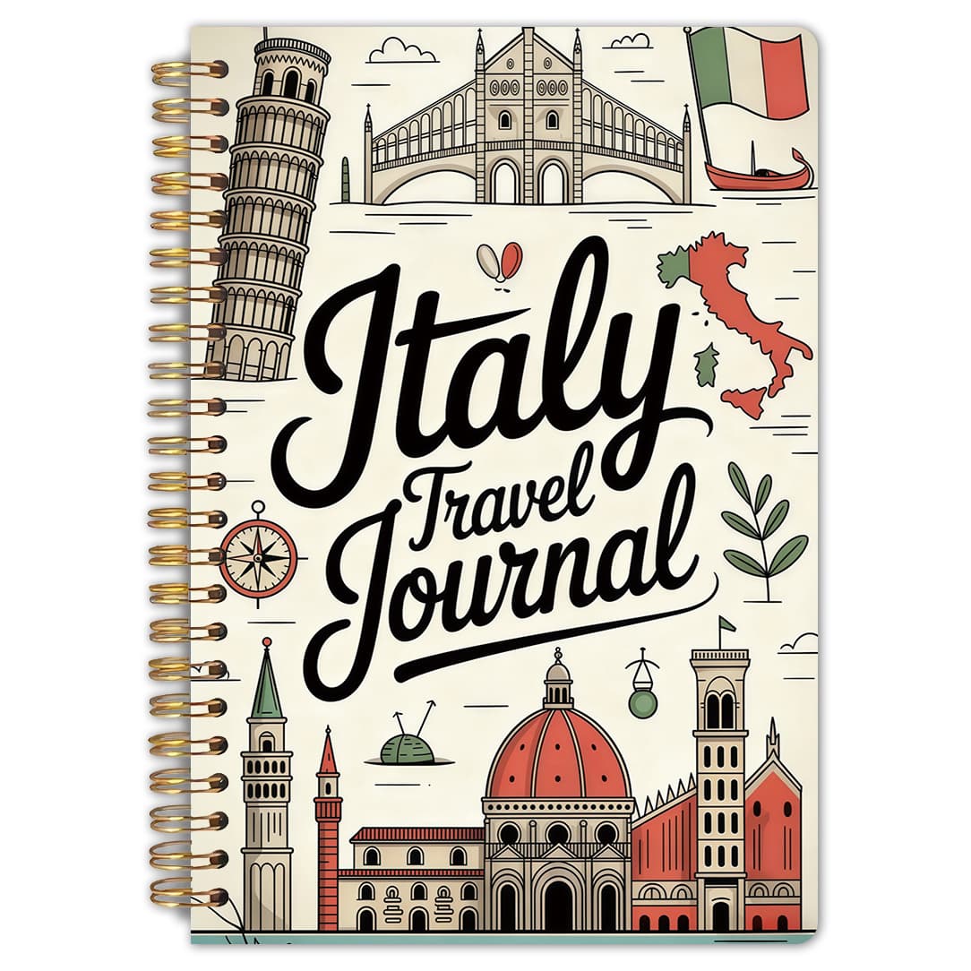 TEMU 1pc Italy Travel Journal - Notebook, 5.5x8.3 Inches, High Quality Lined Inner Pages, Vintage Italian Illustration Art, Gift For Travelers & European Adventure