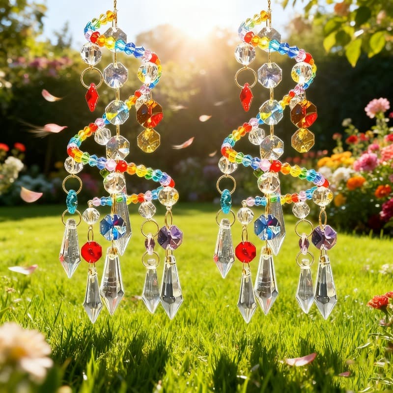 TEMU 2pcs Handmade Crystal Spinner Wind Chime, Sun Catcher, Multi-scene Decoration For Windows, , Gardens, Patios, Car Hanging Ornament, Ideal Holiday Gift, Festive Decoration And Atmosphere Enhancer