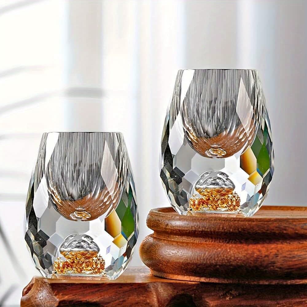 TEMU Hua Crystal Whiskey Glass, 0.5oz/15ml, Exquisite Handcrafted Liquor Glass, Suitable For Vodka And Home Bar Decor