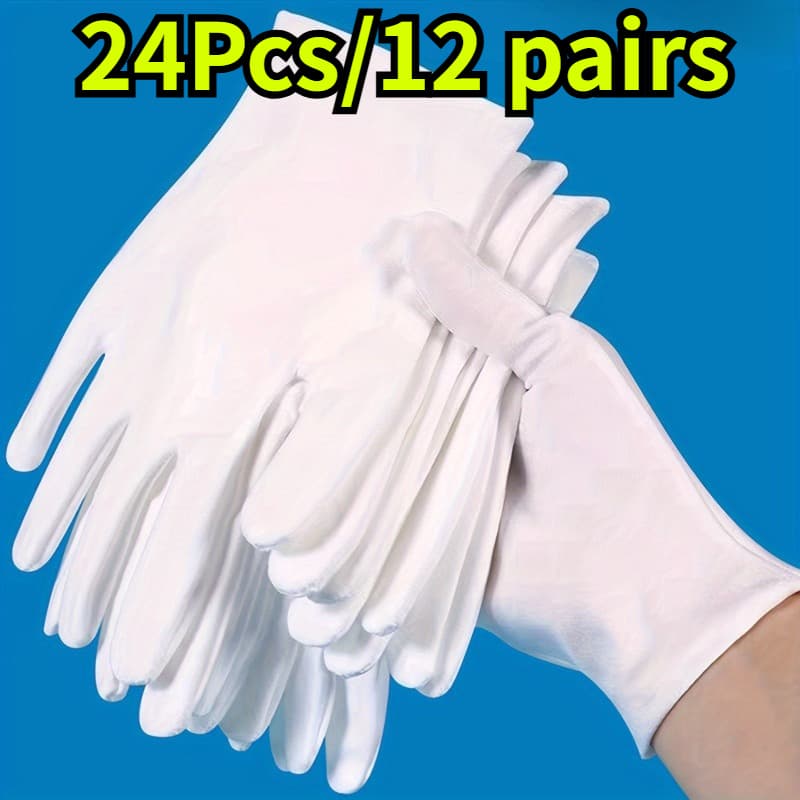 TEMU 24pcs/12 Pairs Of White Moisturizing Spa Gloves, Soft And Breathable, With Good , Close To , Fabric Gloves Are Suitable For Lotions And Hydrates, Suitable For Most Women