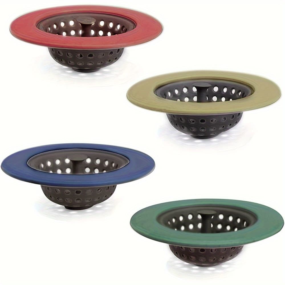 TEMU Sink Strainer Silicone Sieve Kitchen Sink Filter Mesh Stopper Food Slag Drainer For Kitchen Bathroom Accessories Kitchen Sink Drain Plug Filter 4pcs Set