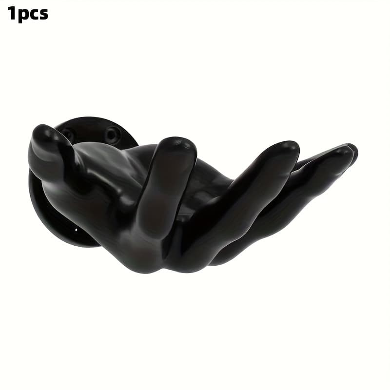 TEMU Stylish Black Wall-mounted Hand-shaped Ball Holder| Pvc Material Basketball And Soccer Storage Rack For Home Gym/ Space-saving Wizard, Organizer With Accessories Included