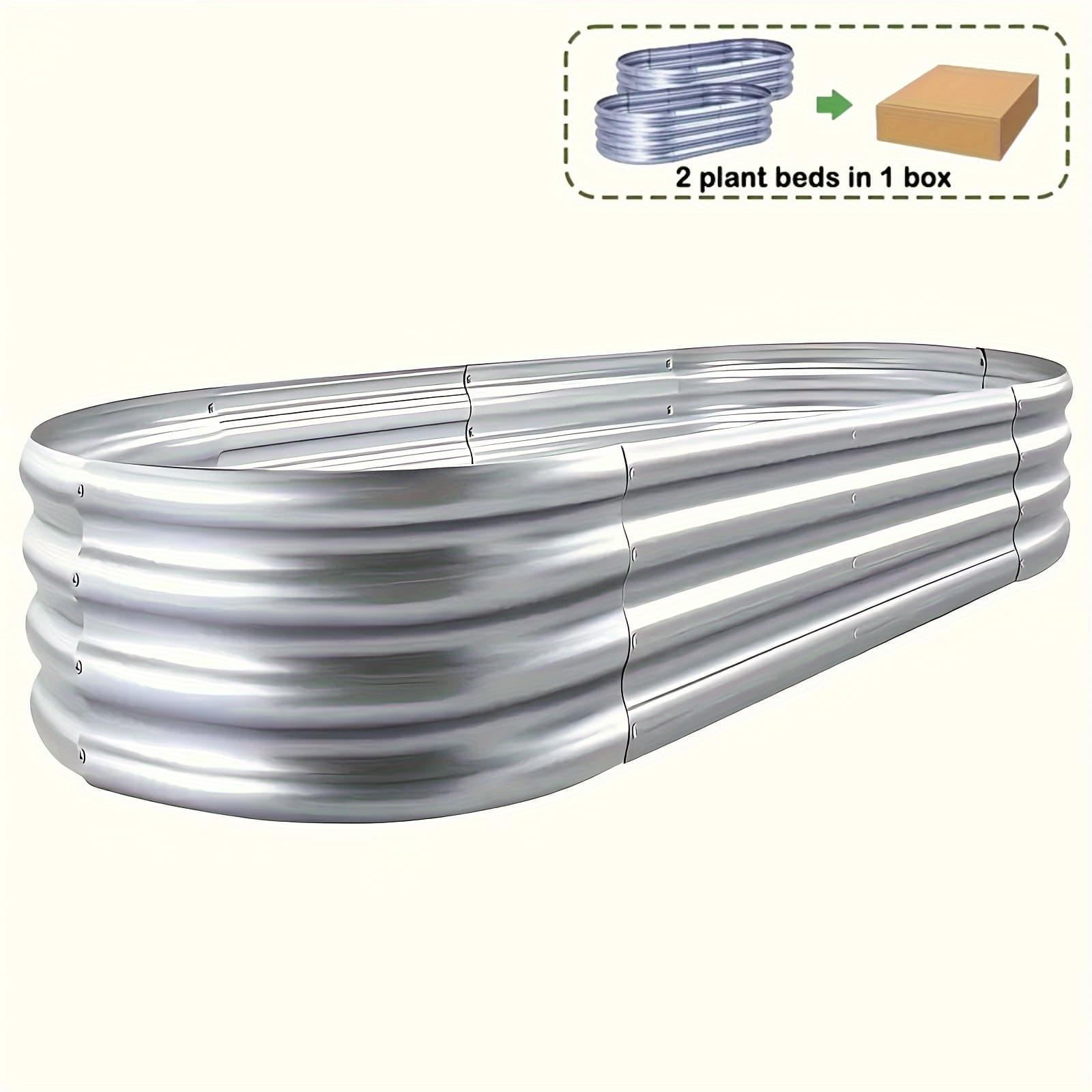 TEMU 2-pack Galvanized Raised Garden Bed Set, Galvanized Flower Pot Garden Box Outdoor, Oval Large Metal Vegetable Planting Box(2 Plant Beds In )