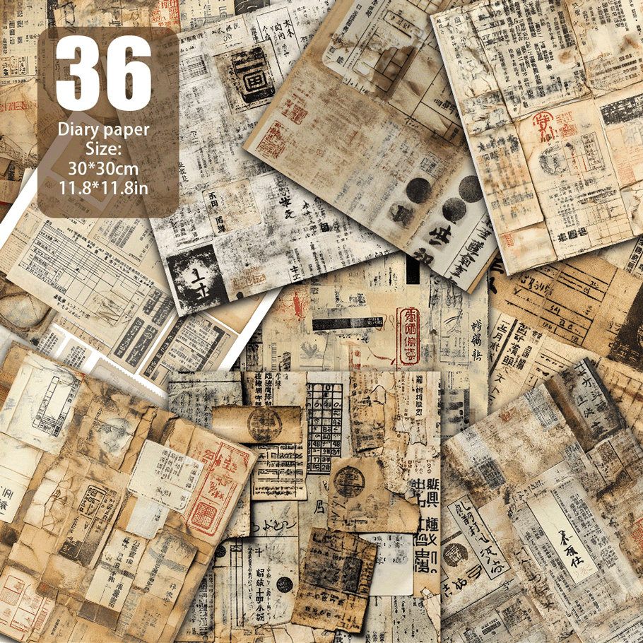 TEMU 36 Sheets Of Vintage Japanese Note Paper, Decorative Paper Suitable For Background Decoration, Handmade Junk Diary And