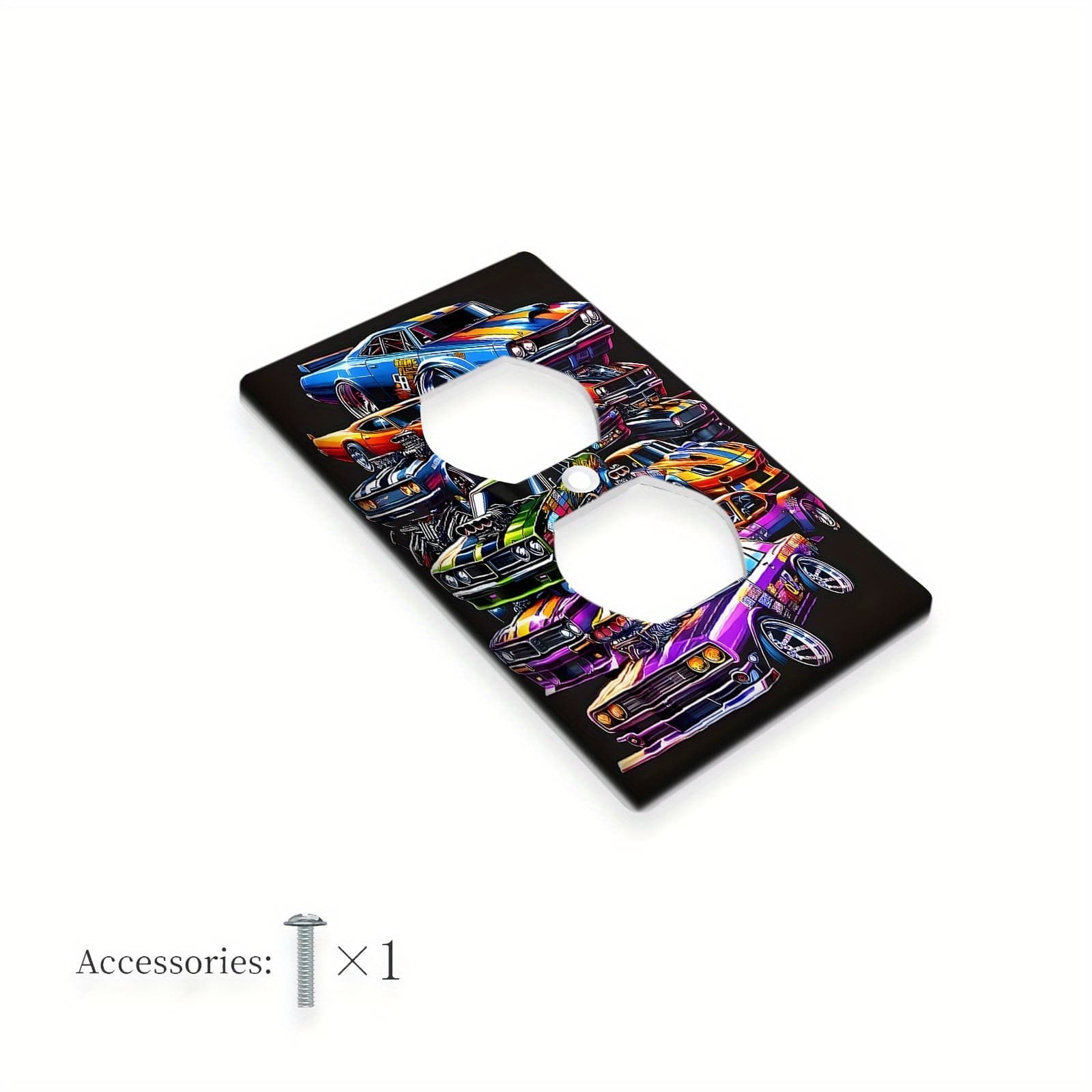 TEMU 1pc Vibrant Racing Car Light Switch Cover - 1gang/2gang Decorative Wall Plate With Multicolor Design For Bathroom, Bedroom, Living Room Decor, Living Room Enhancement | | , Car Decor