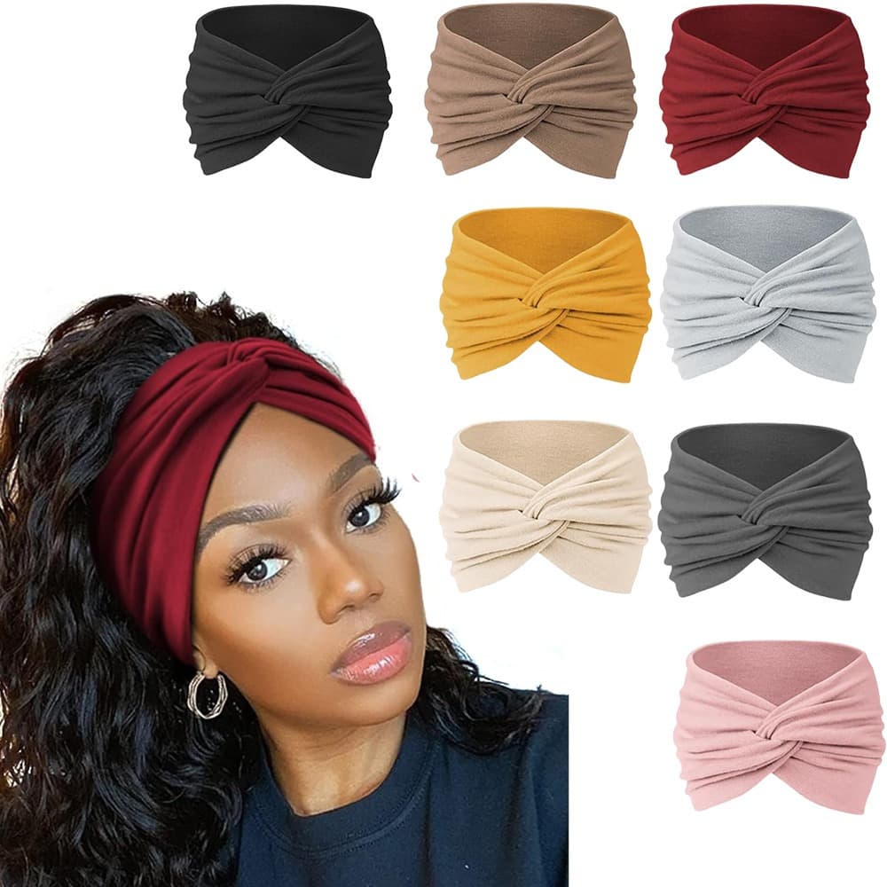 TEMU 8pcs Exercise Running Sweat Absorbing Women's Headbands Cross Headbands Wash Face Straps Solid Color Elastic Headbands Yoga Exercise Headbands