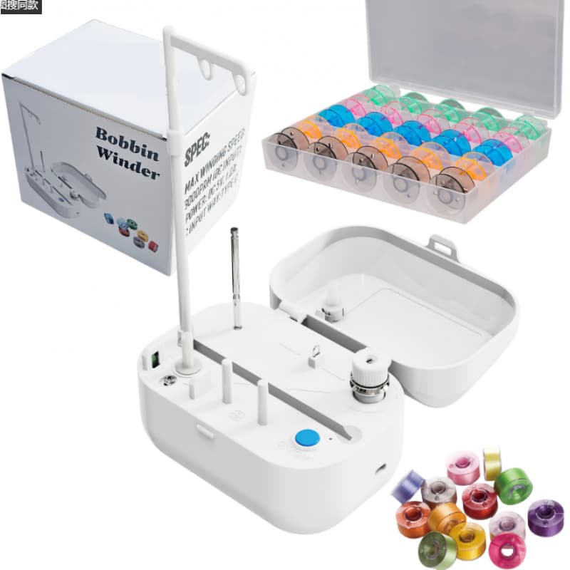TEMU Bobbin Winder Bobbin Winding Machine With Stop Sensor, Large Spool Thread Holder And Extra 25pcs Class 15 Bobbins For Sewing Machine Thread Winding Use