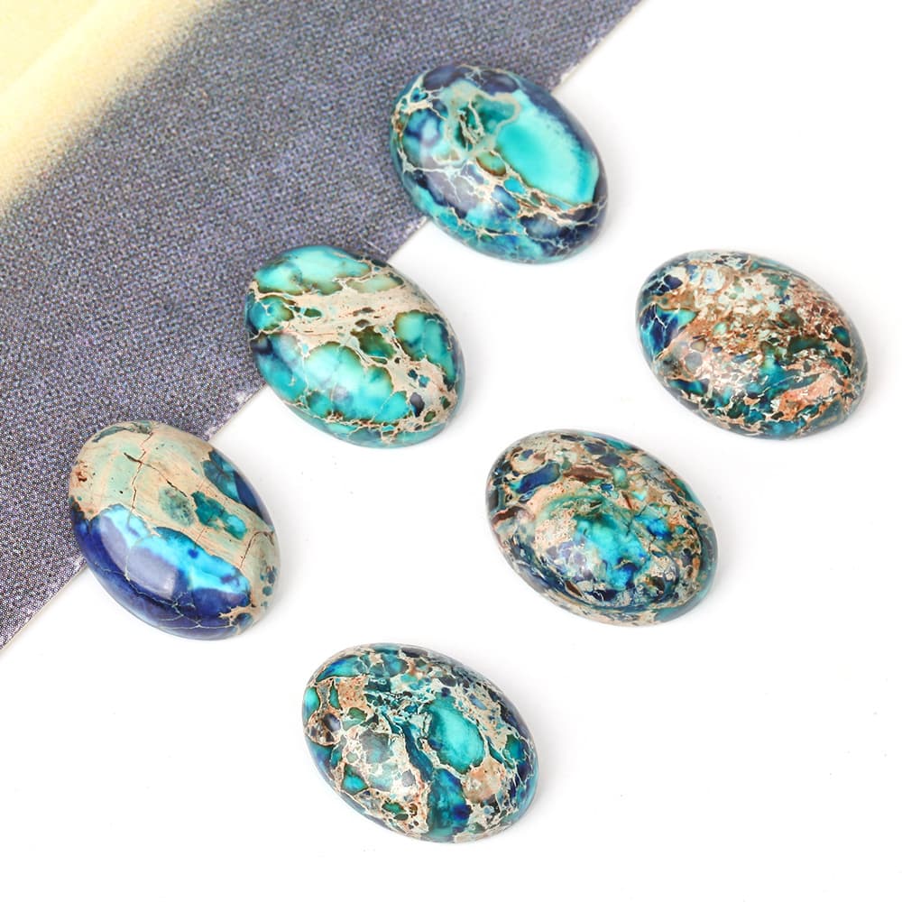 TEMU 2d Flat - 13x18mm 4pcs Natural Sediment Turquoise Stone Cabochon Smooth Flat Back Beads Necklace Bracelets Rings Gift Additions