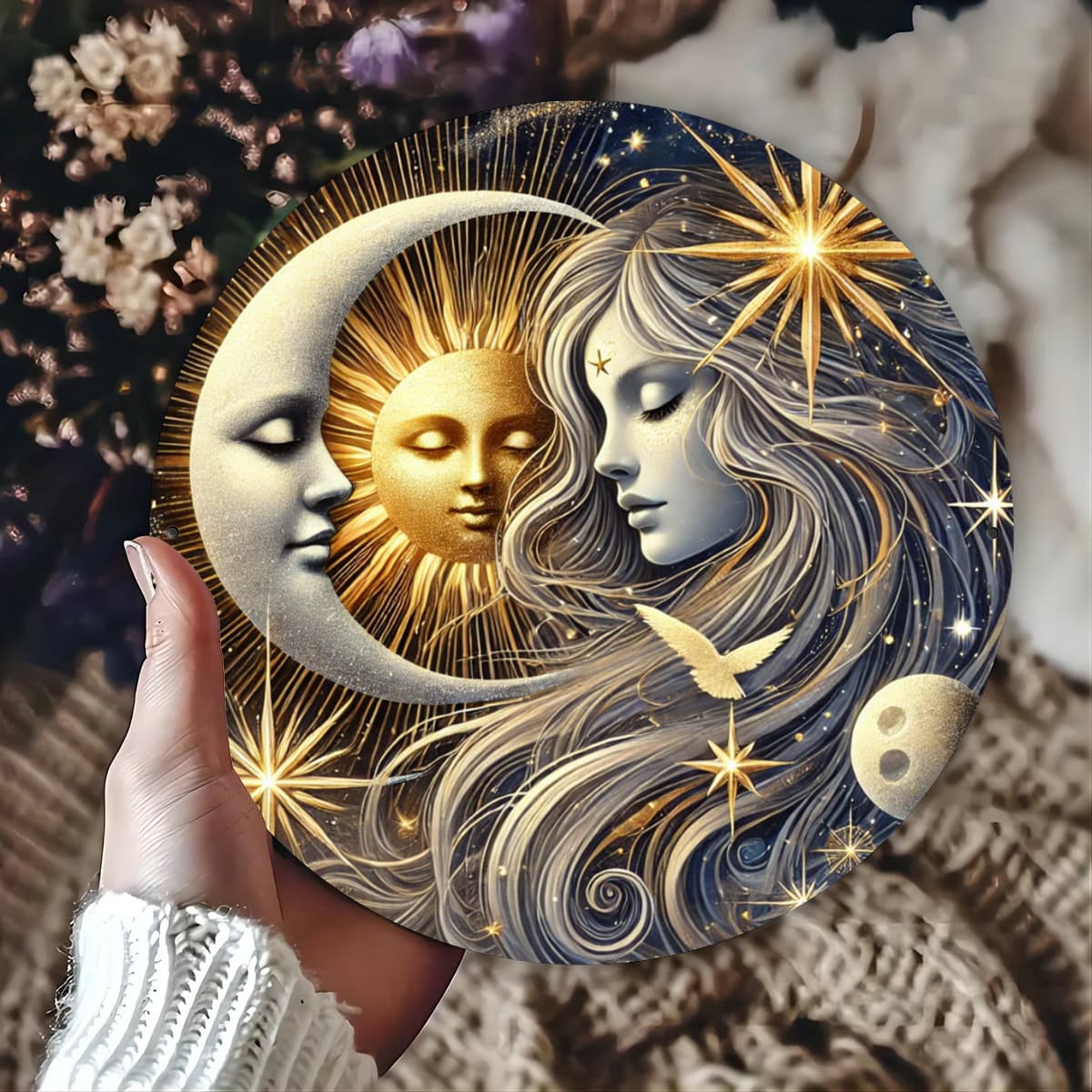 TEMU 2d Flat - 1pc Starry Sky Tin Sign, Mysterious Vibrant 8x8 Inch, 2d Flat, Suitable For Decorating Bedrooms, Meditation Spaces And