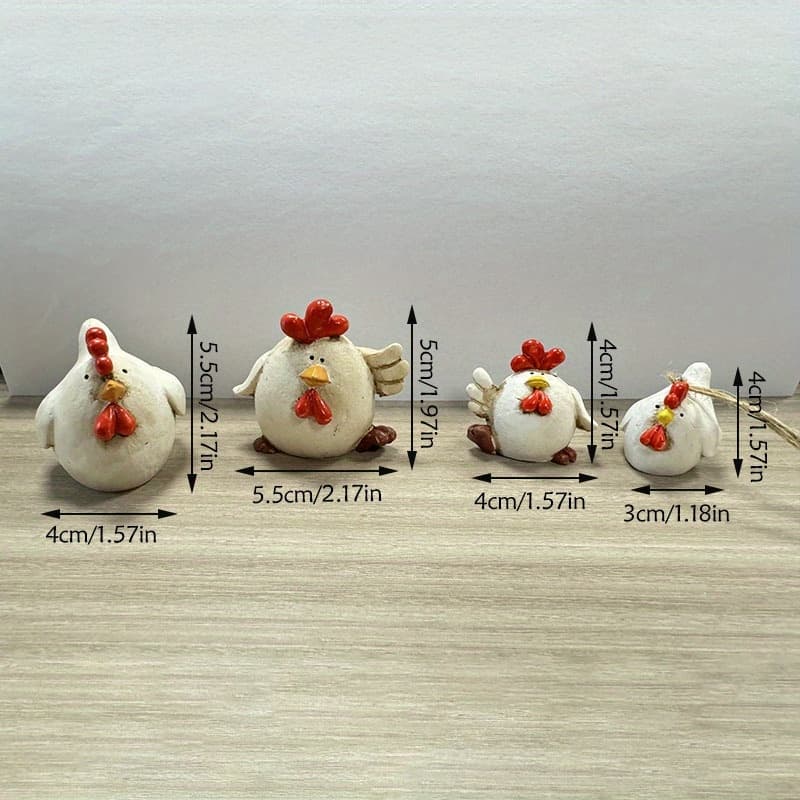 TEMU Mini Chicken Family Model Multi-piece Set, Suitable For Outdoor Theme Dollhouse And Chicken Coop Scene Additions, High-quality Texture