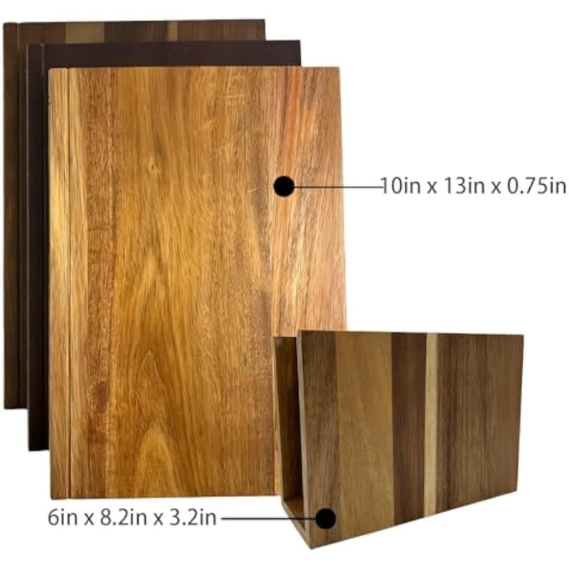 TEMU Book-like Cutting Board, 3pcs Solid Wood Book-shaped Cutting Board Library With Wooden Stand, For The Book-loving Chef, Fruits, Vegetables, Meat, Fish, Cheese