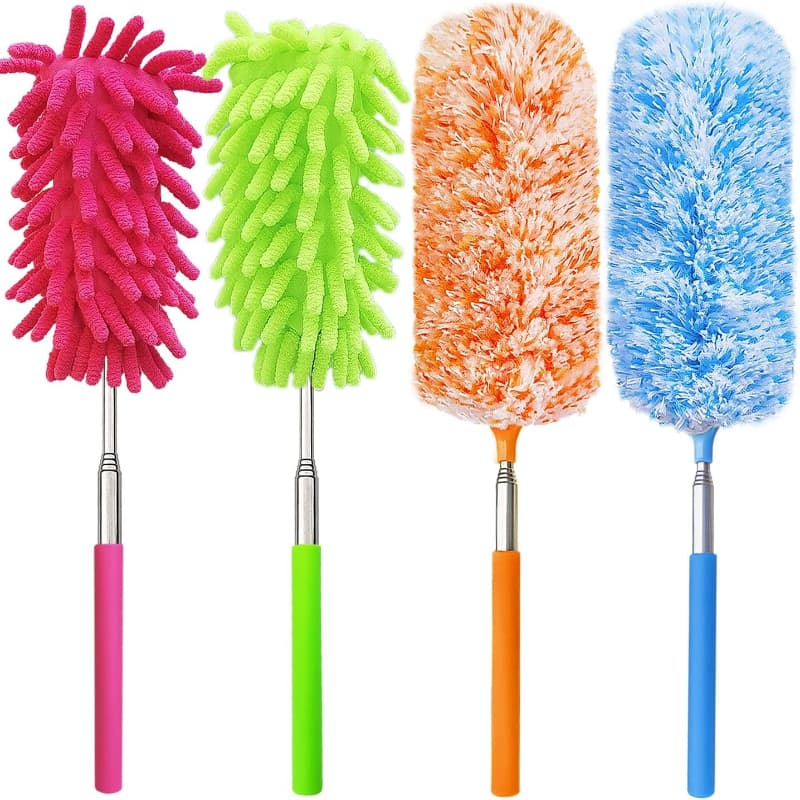 TEMU Set Of 4 Extendable And Washable Microfiber , With A Of 13" To 30", Ideal For Cleaning Offices, Cars, Computers, Furniture, And Sofas