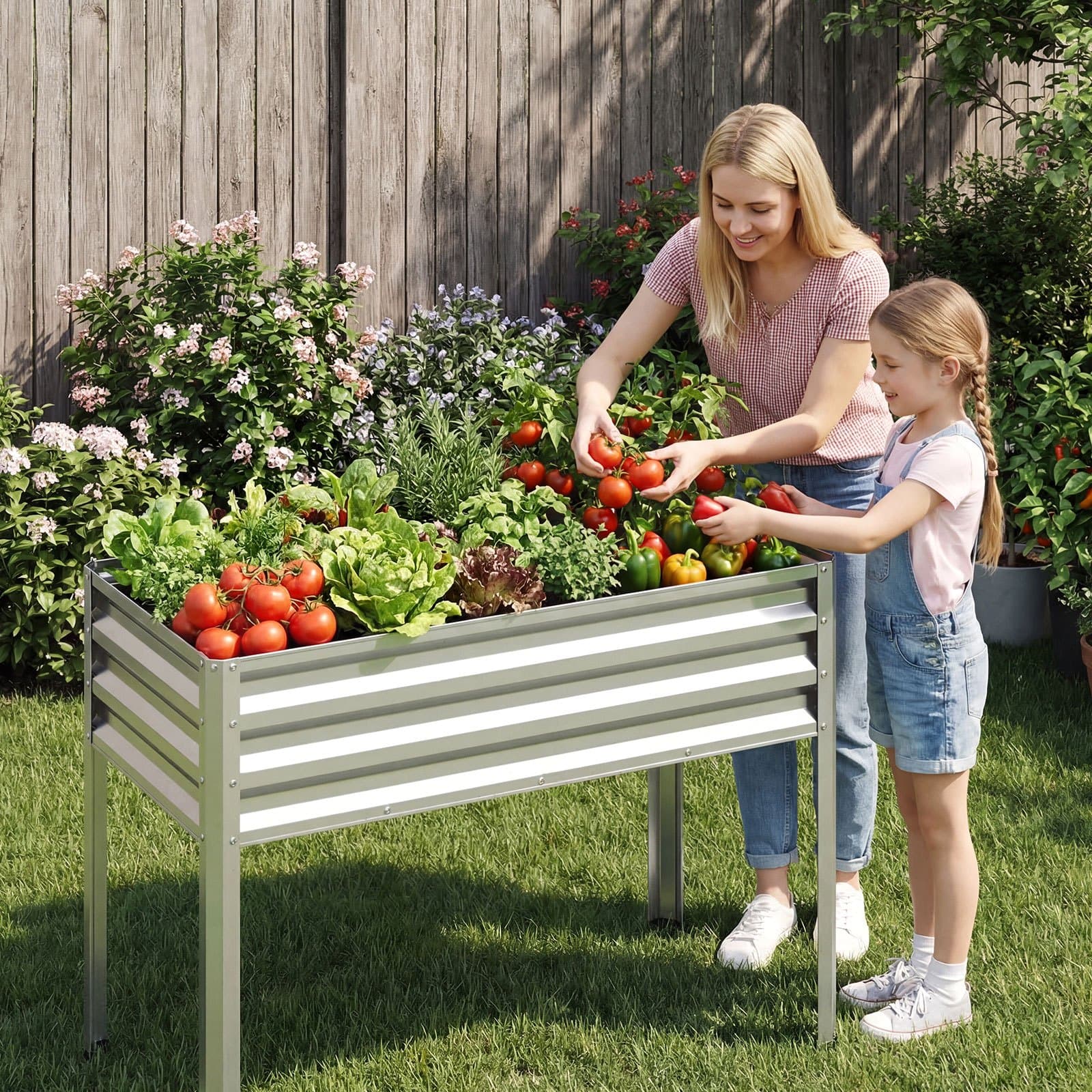 TEMU 48" X 22" X 32" Raised Garden Bed With Legs, -coating Metal Elevated Planter Box, Heavy Duty Outdoor Raised Planter For Backyard Patio Balcony, Vegetable Growing