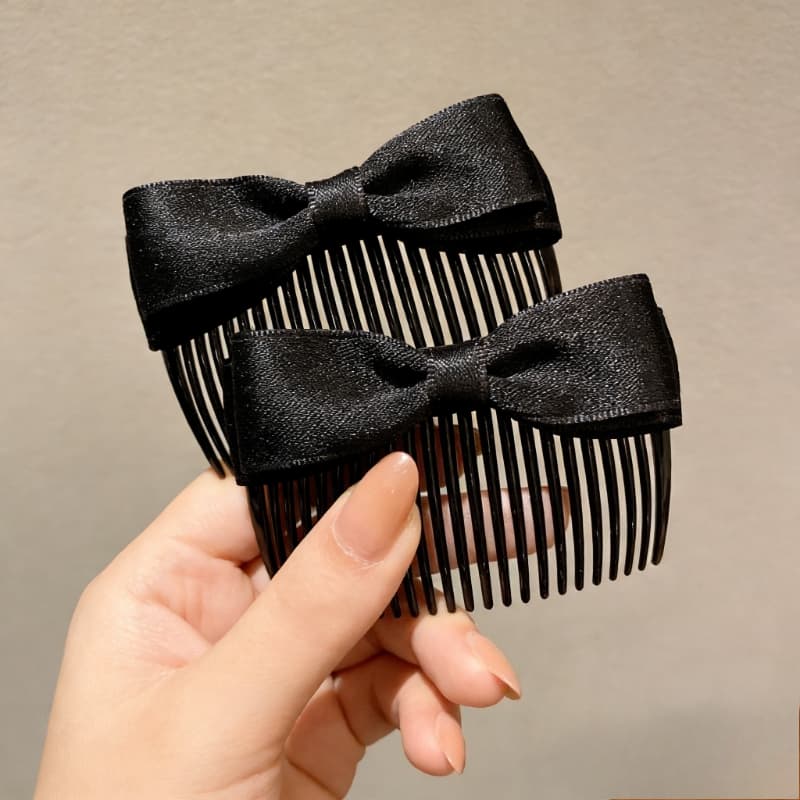 TEMU 2-pack/3-pack Bow-knot Hair Comb Additions | Black, White, Red - Perfect Women's Gift, Unisex-adult, Suitable For Normal And Relaxed-textured Hair