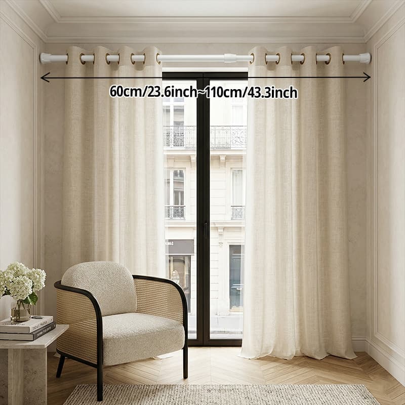 TEMU Spring Loaded Expandable Tension Rod, White Adjustable No Drill Curtain Pole For Window Wardrobe Balcony, Multi Specification No Drill Tension Rod