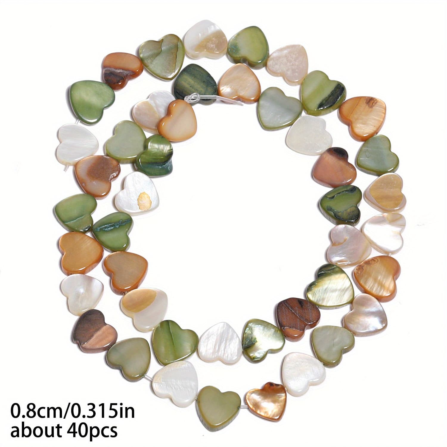 TEMU 40pcs 8mm Natural Horizontal Hole Heart-shaped Stone Beads, Unique Loose Beads, Suitable For Jewelry Making Bracelets, Necklaces, Earrings, Valentine's Day Gifts