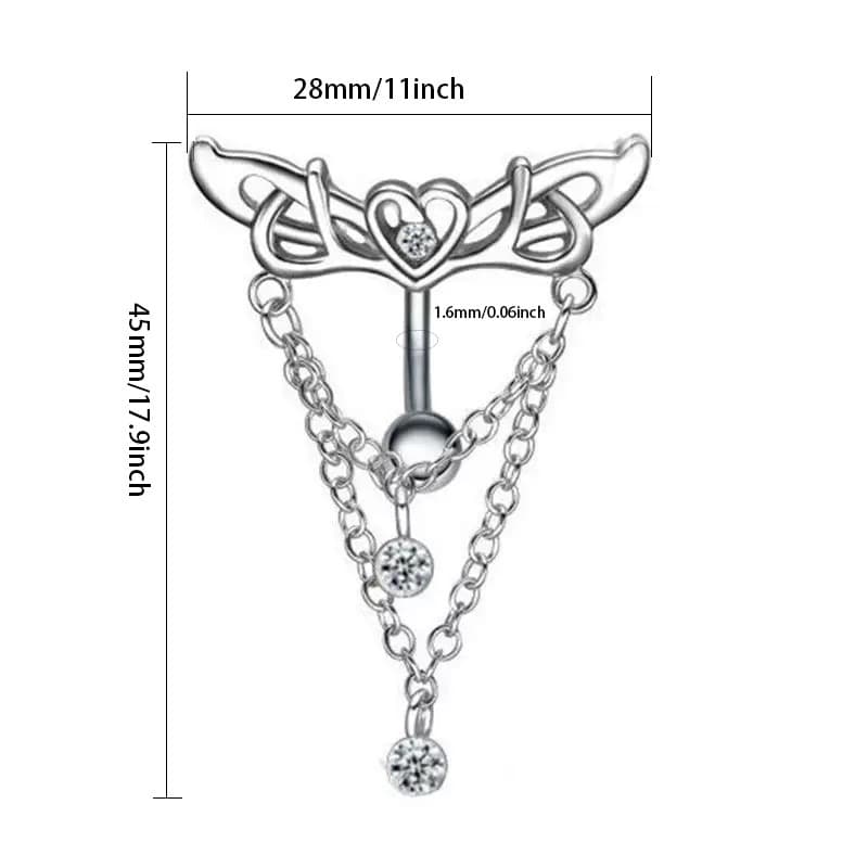 TEMU 1pc Of Heart Wing Chain Belly Button Ring, Trendy Jewelry For A , Perfect For Halloween, Christmas Parties, Or Carnival Gifts