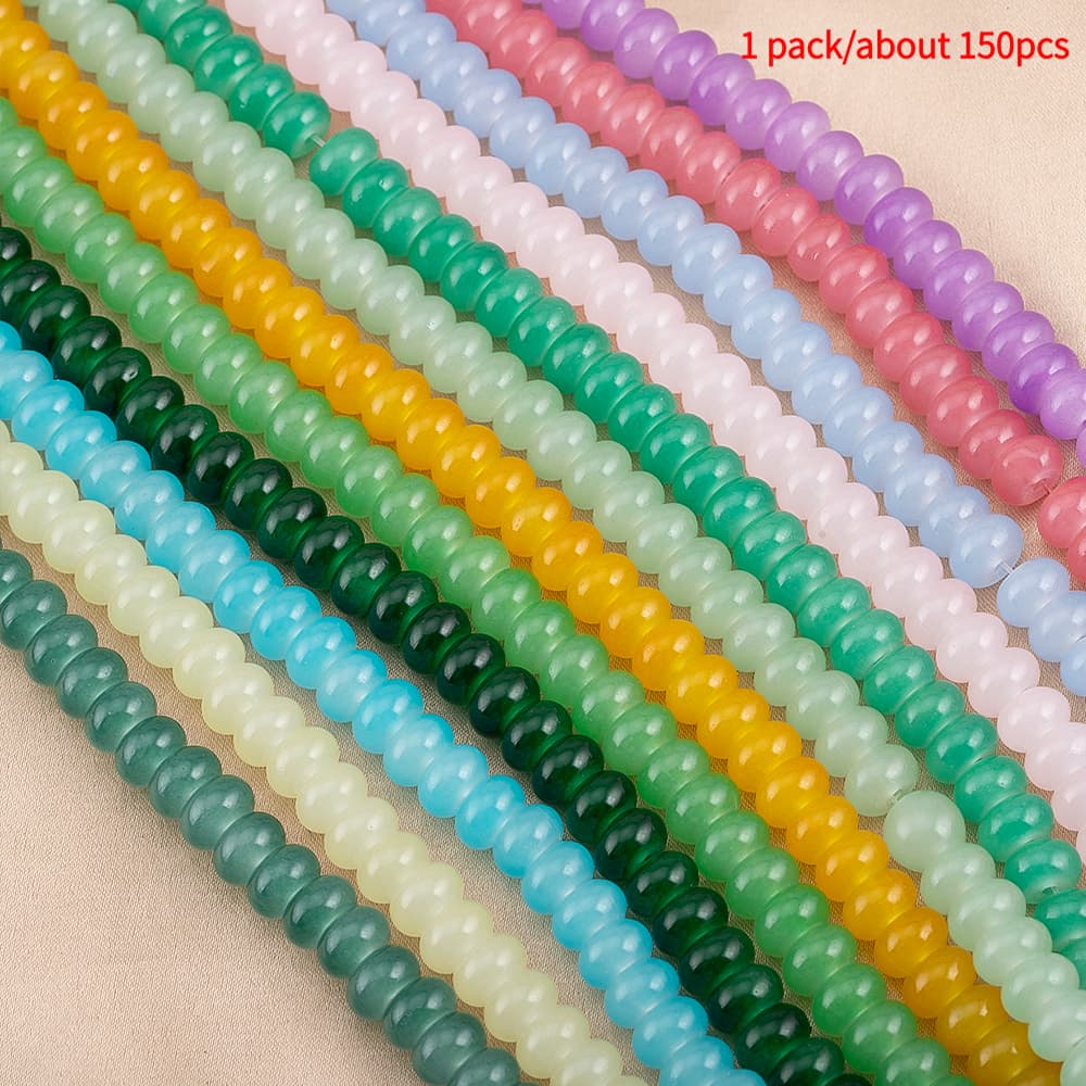 TEMU 1 Pack (about 150pcs) Mixed Color High- 5x8mm Glazed Abacus Beads, New Chinese Style, For Bracelets, Handheld Beads, Loose Bead Material Wholesale